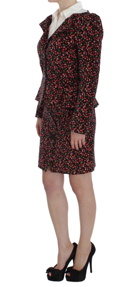 Elegant Floral Two-Piece Skirt Suit Set - SEHABRANDS