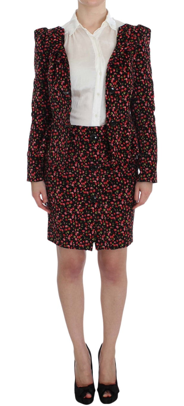 Elegant Floral Two-Piece Skirt Suit Set - SEHABRANDS