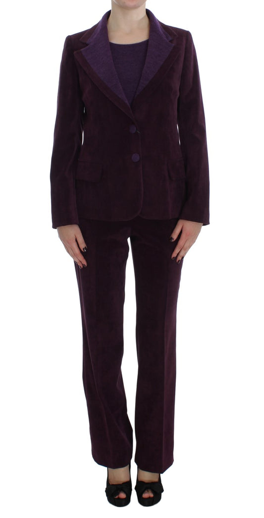 Elegant Purple Wool Blend Three Piece Suit Set - SEHABRANDS