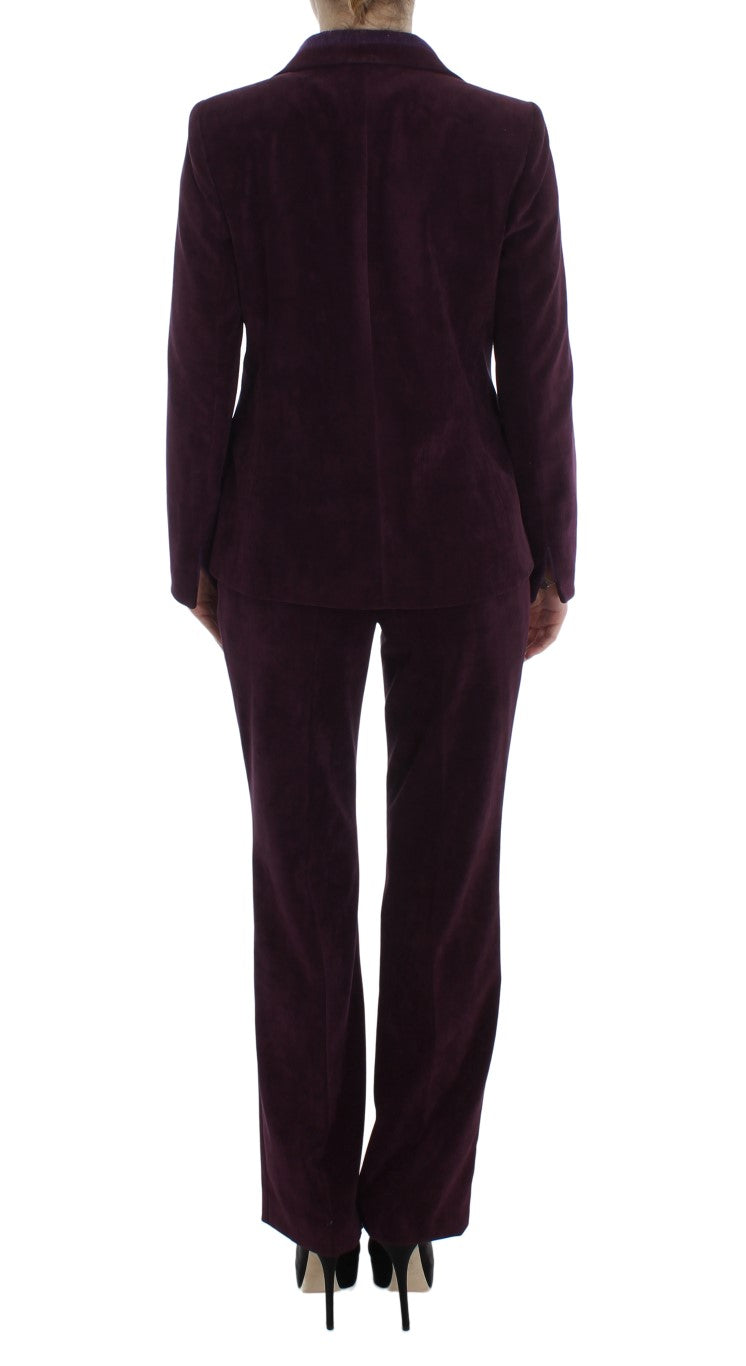 Elegant Purple Wool Blend Three Piece Suit Set - SEHABRANDS