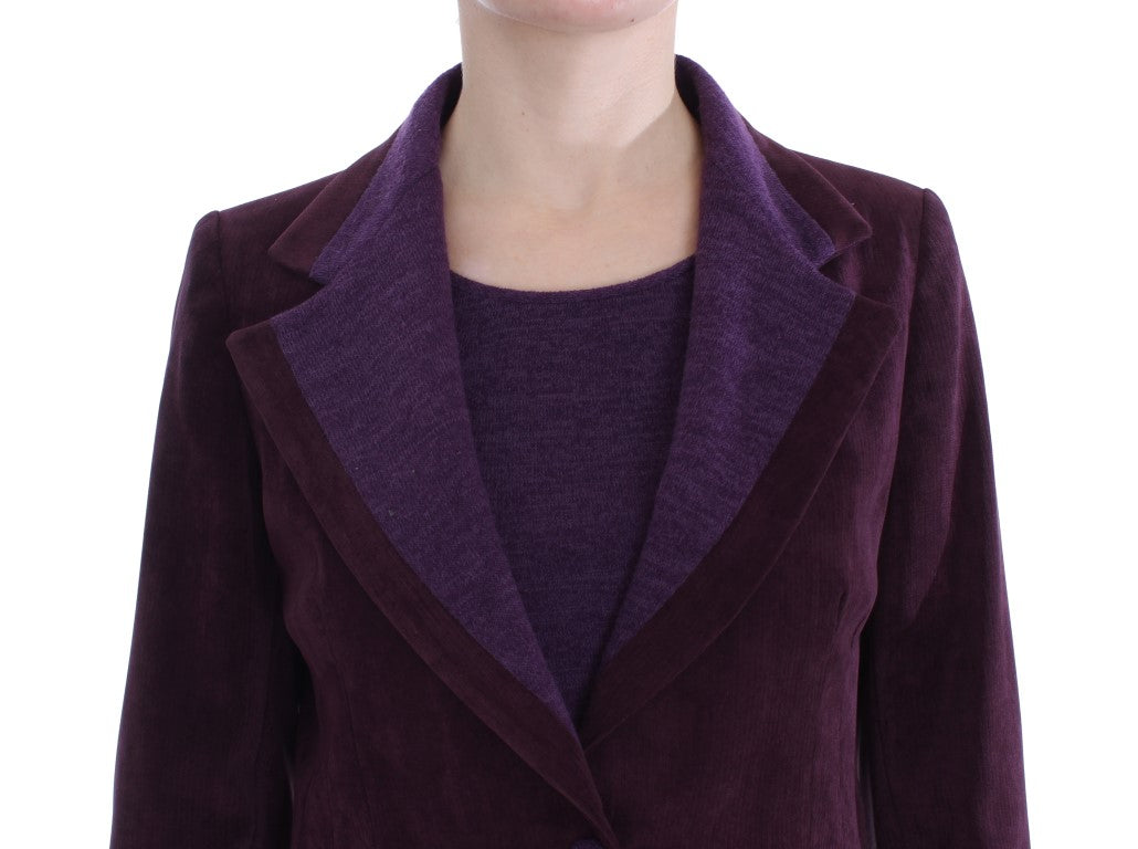 Elegant Purple Wool Blend Three Piece Suit Set - SEHABRANDS