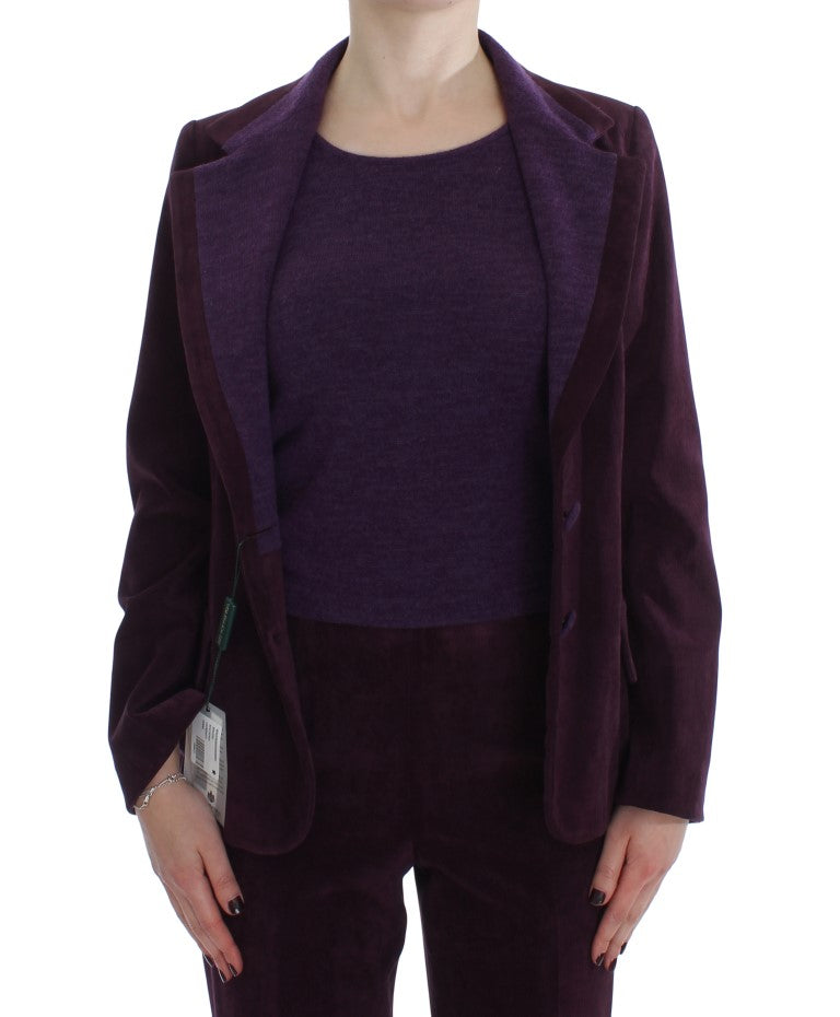 Elegant Purple Wool Blend Three Piece Suit Set - SEHABRANDS