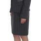 Elegant Gray Striped Dress & Blazer Suit Set - SEHABRANDS