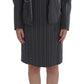 Elegant Gray Striped Dress & Blazer Suit Set - SEHABRANDS