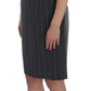 Elegant Gray Striped Dress & Blazer Suit Set - SEHABRANDS