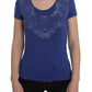 Elegant Blue Crew Neck Tee with Logo Detail - SEHABRANDS