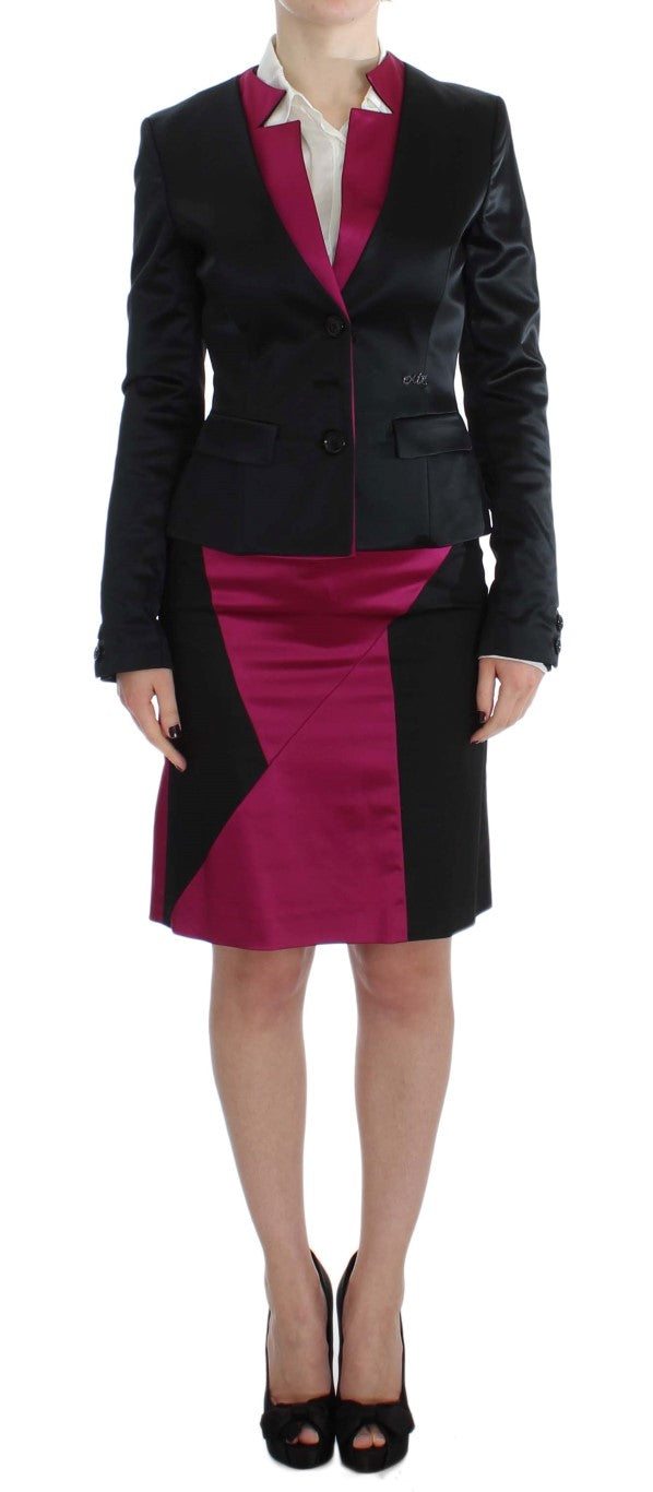 Chic Black and Pink Skirt Suit Ensemble - SEHABRANDS