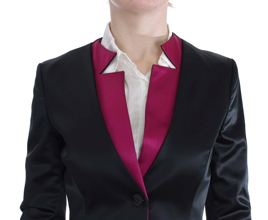 Chic Black and Pink Skirt Suit Ensemble - SEHABRANDS