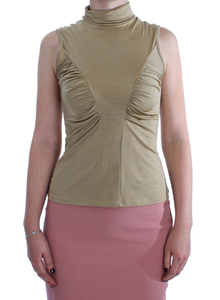 Glamorous Gold Turtleneck Vest Top - SEHABRANDS