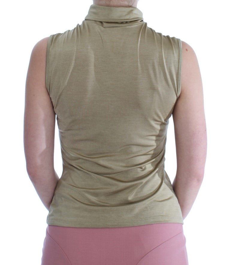 Glamorous Gold Turtleneck Vest Top - SEHABRANDS