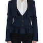 Elegant Blue Blazer Jacket with Designer Flair - SEHABRANDS