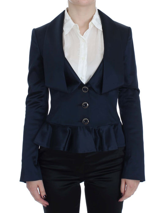 Elegant Blue Blazer Jacket with Designer Flair - SEHABRANDS