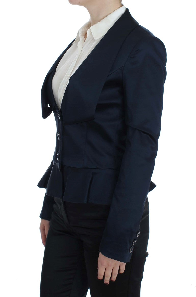 Elegant Blue Blazer Jacket with Designer Flair - SEHABRANDS