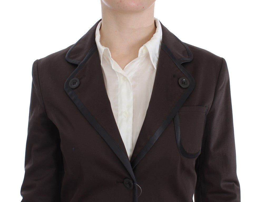 Chic Brown Cotton-Elastane Suit Set - SEHABRANDS