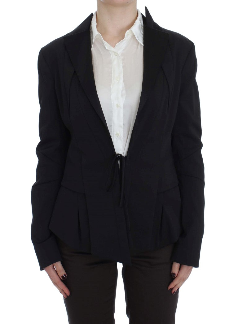 Elegant Black Stretch Blazer Jacket - SEHABRANDS