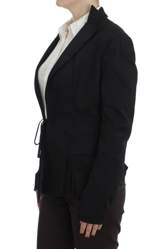 Elegant Black Stretch Blazer Jacket - SEHABRANDS