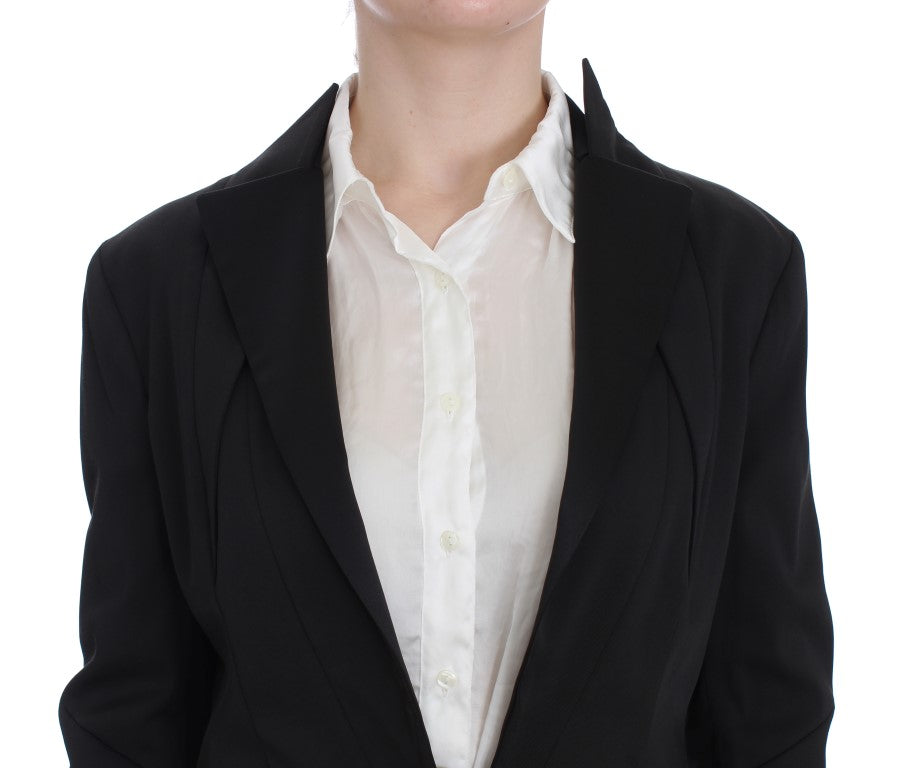 Elegant Black Stretch Blazer Jacket - SEHABRANDS