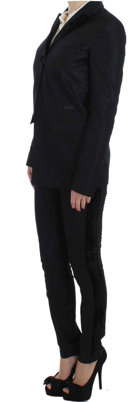 Elegant Three-Piece Black Pants Suit - SEHABRANDS