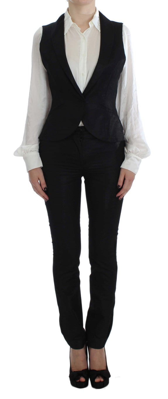 Elegant Three-Piece Black Pants Suit - SEHABRANDS