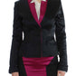 Chic Black and Pink Single-Breasted Blazer - SEHABRANDS