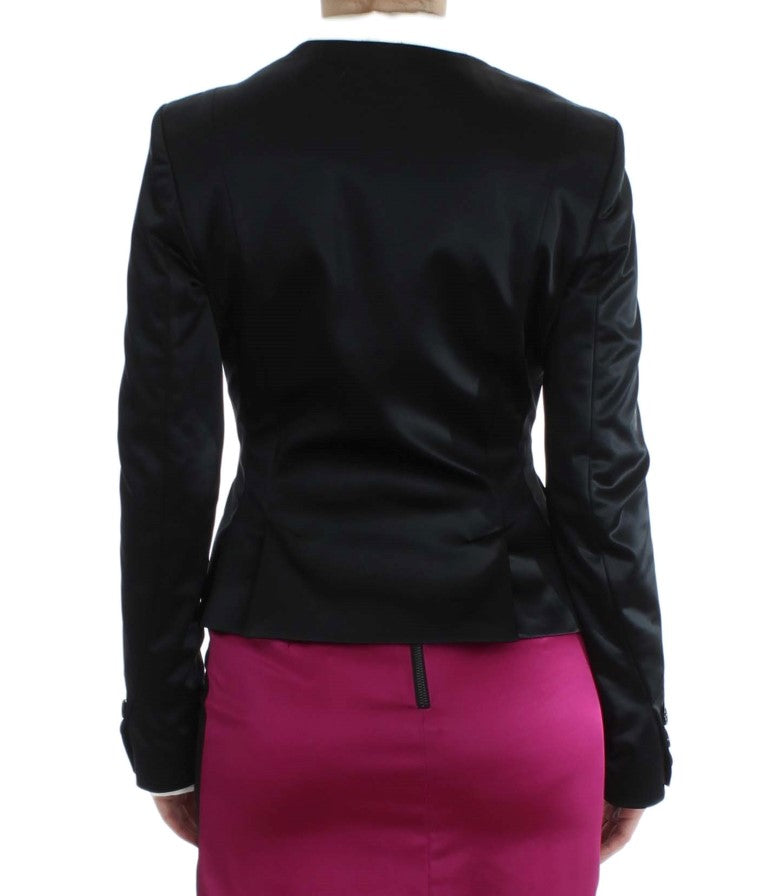 Chic Black and Pink Single-Breasted Blazer - SEHABRANDS