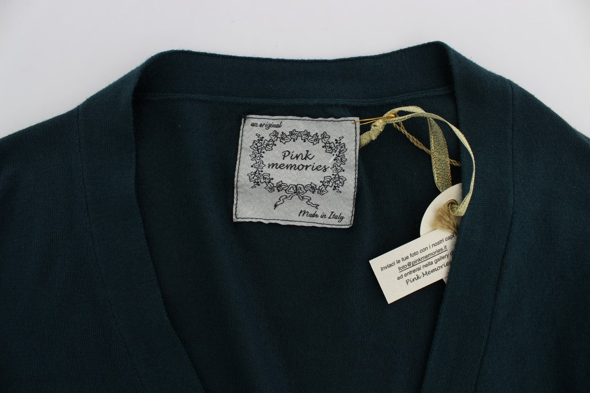 Elegant Green Cotton Cardigan Sweater - SEHABRANDS