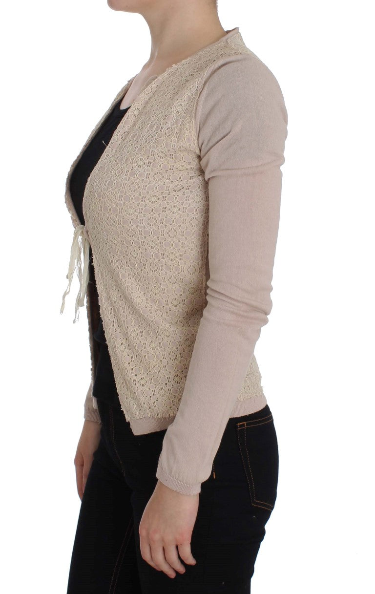 Elegant Pink Wrap Sweater Cotton Knit - SEHABRANDS