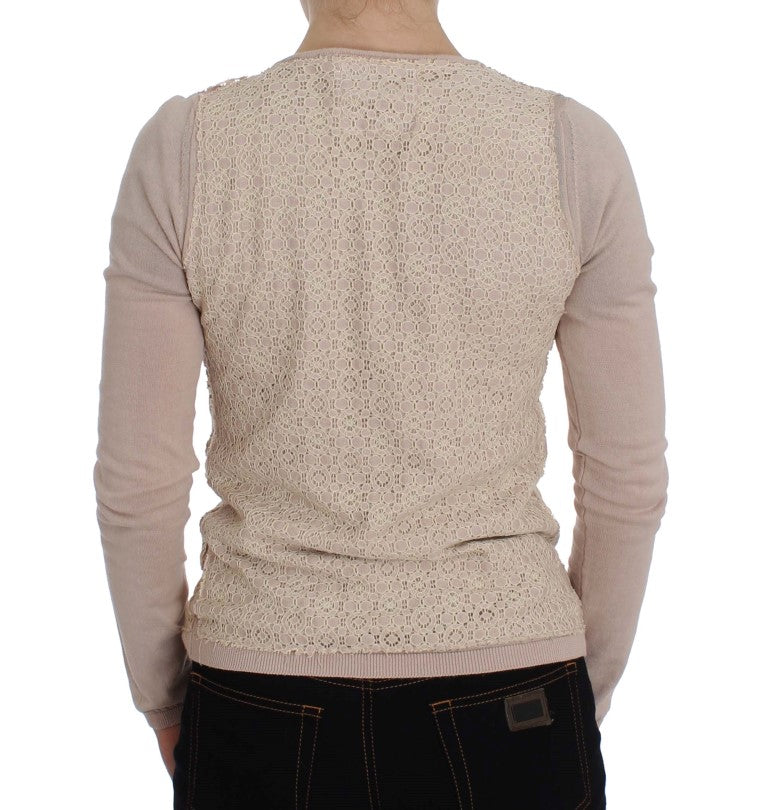 Elegant Pink Wrap Sweater Cotton Knit - SEHABRANDS