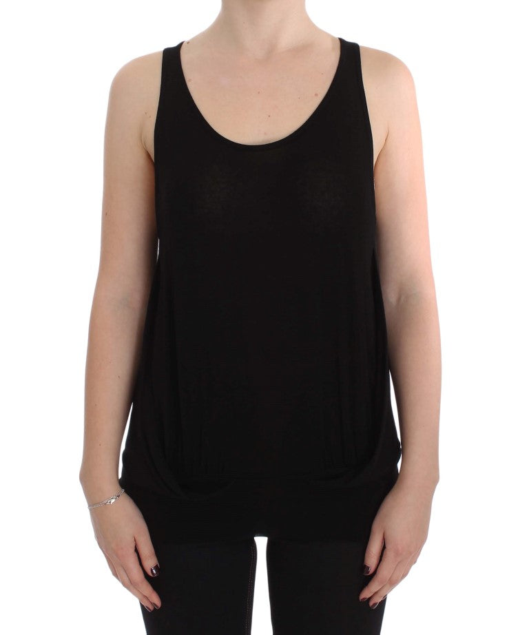 Sleek Black Cami Blouse Tank Top - SEHABRANDS