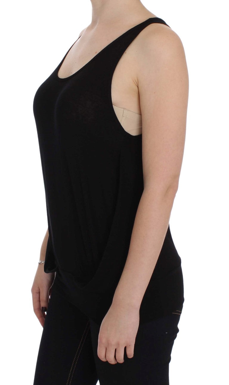 Sleek Black Cami Blouse Tank Top - SEHABRANDS