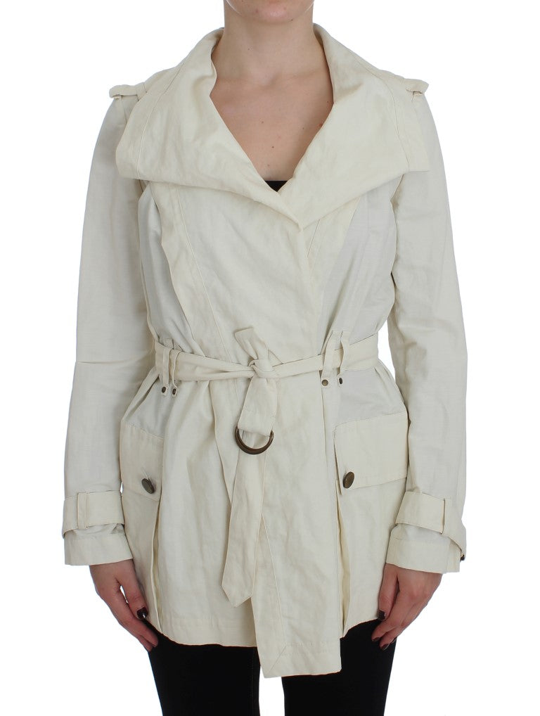 Elegant White Wrap Trench Jacket - SEHABRANDS