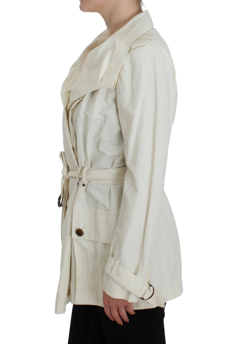 Elegant White Wrap Trench Jacket - SEHABRANDS