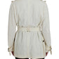 Elegant White Wrap Trench Jacket - SEHABRANDS