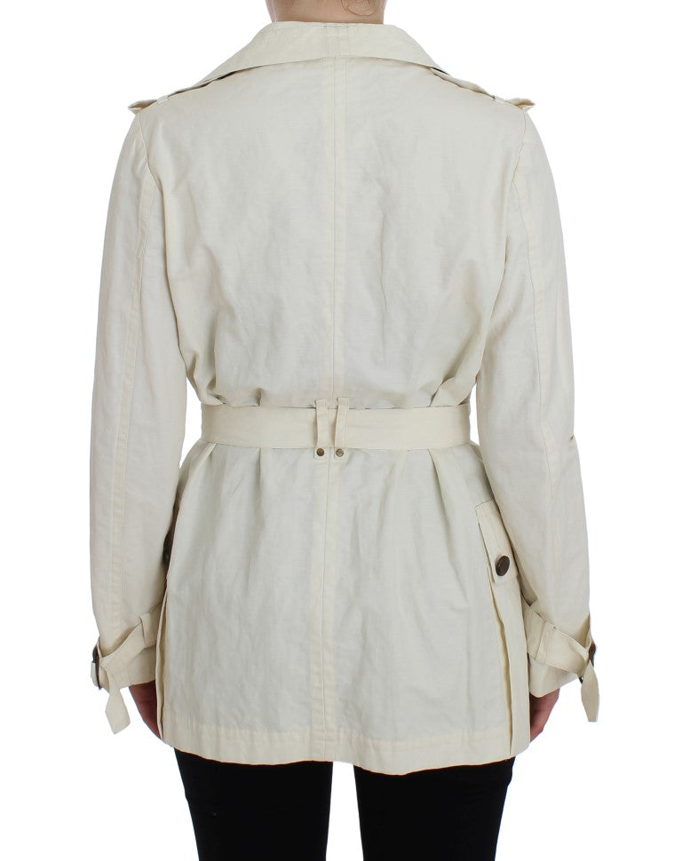 Elegant White Wrap Trench Jacket - SEHABRANDS