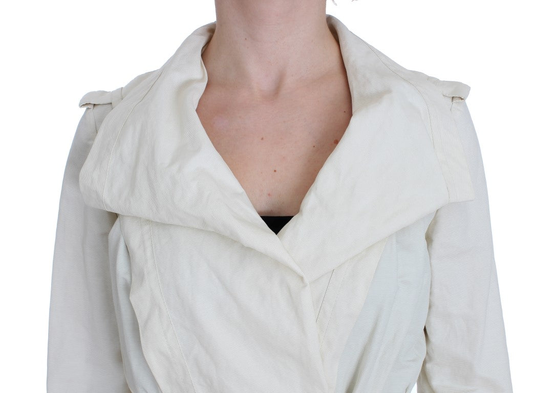 Elegant White Wrap Trench Jacket - SEHABRANDS