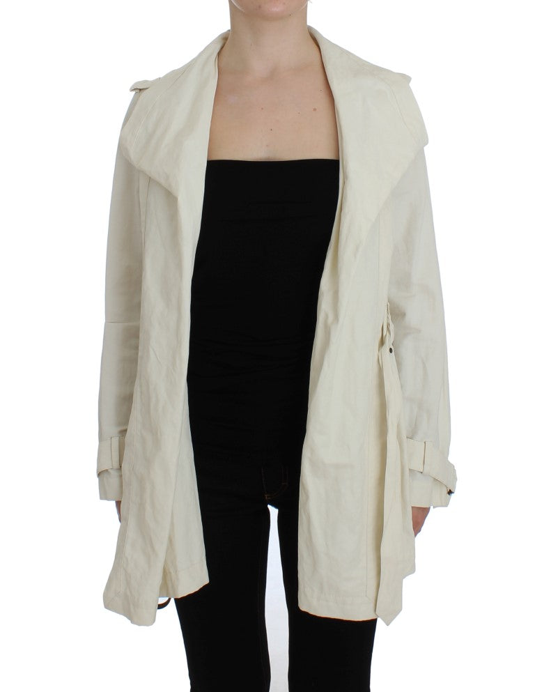 Elegant White Wrap Trench Jacket - SEHABRANDS