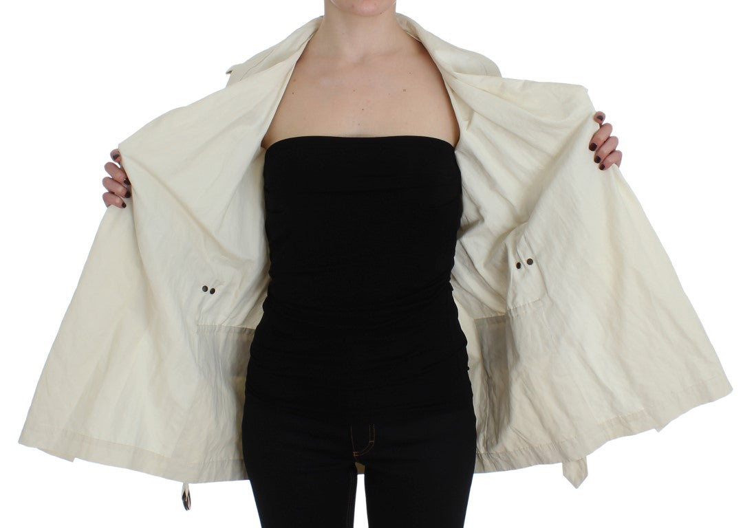 Elegant White Wrap Trench Jacket - SEHABRANDS