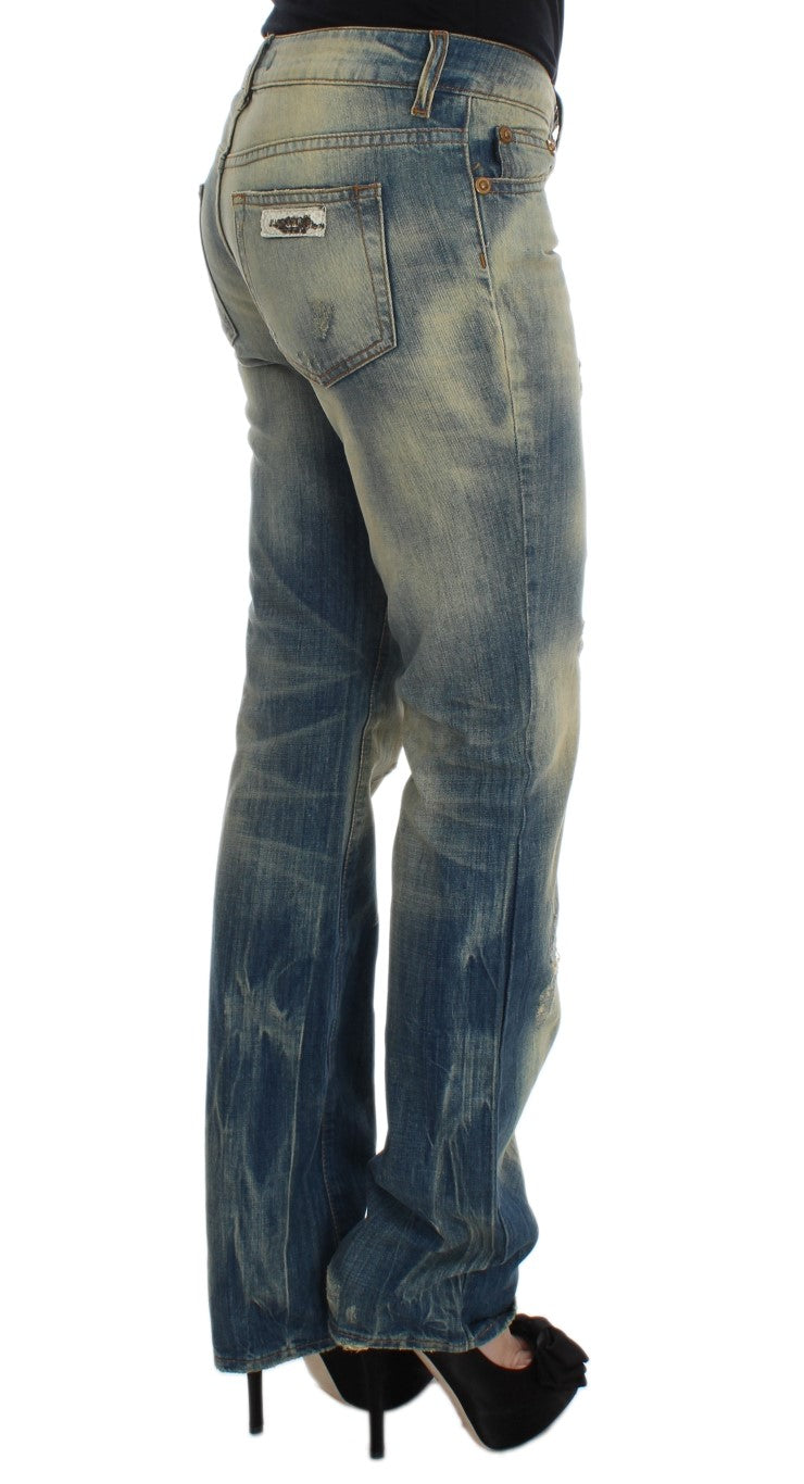 Elegant Slim Bootcut Blue Jeans - SEHABRANDS