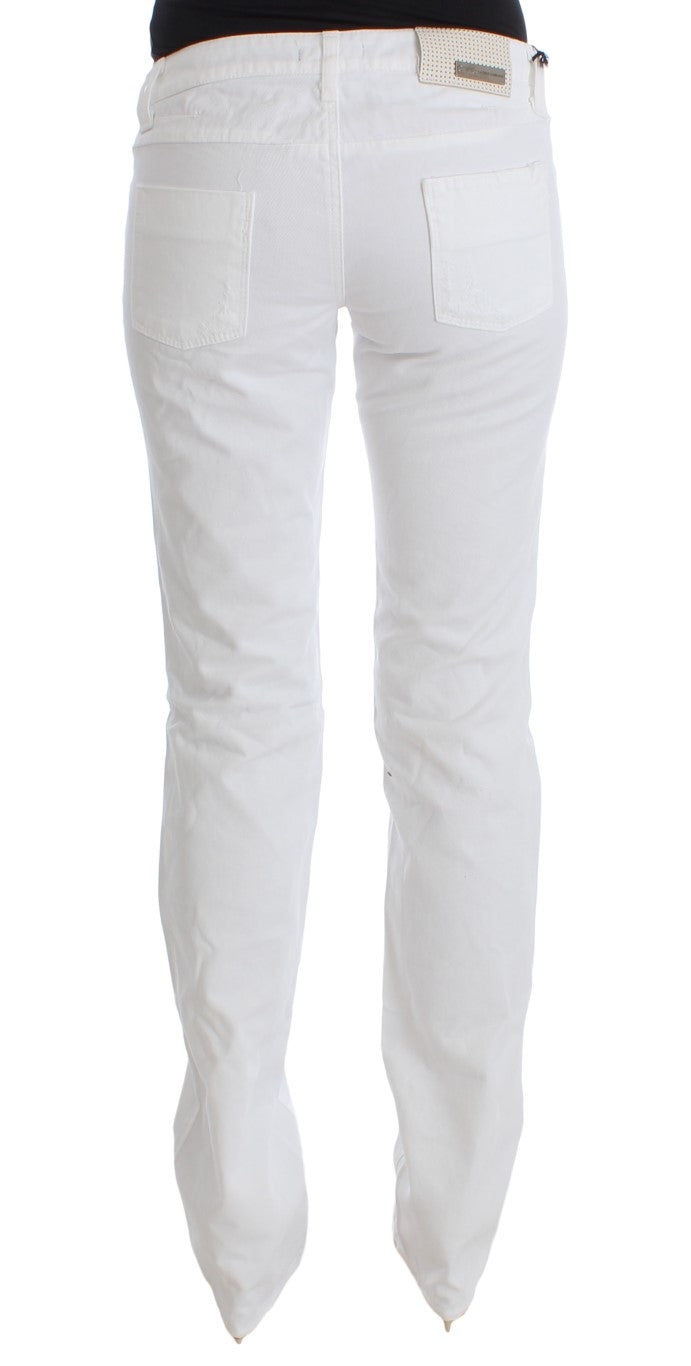 Chic Slim Fit White Cotton Jeans - SEHABRANDS