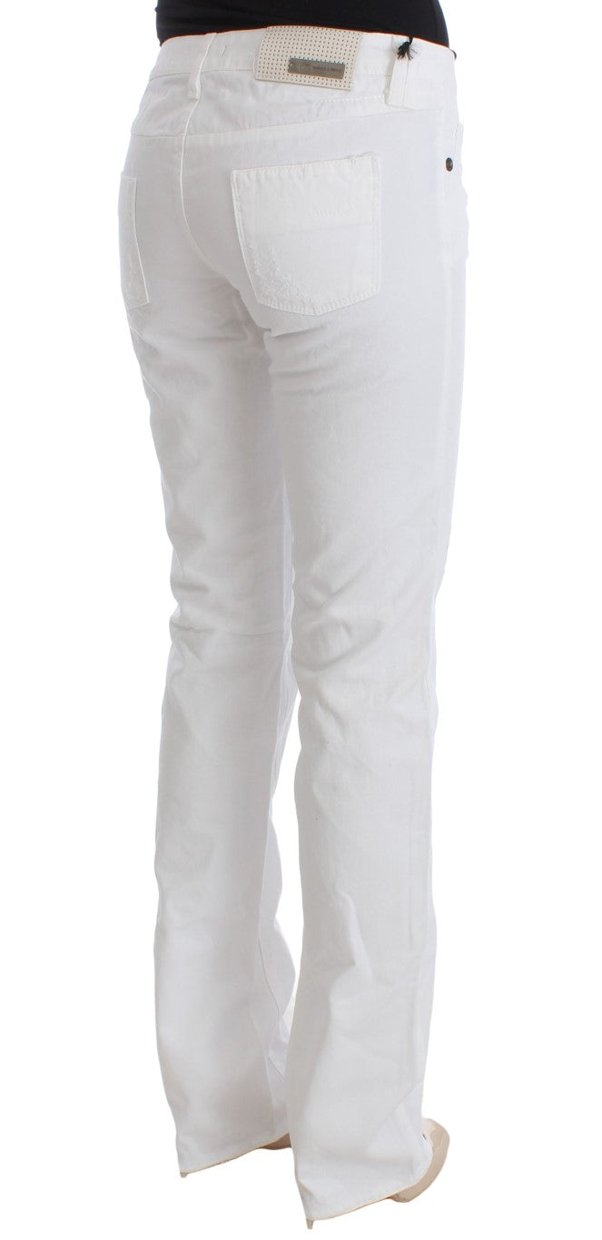 Chic Slim Fit White Cotton Jeans - SEHABRANDS