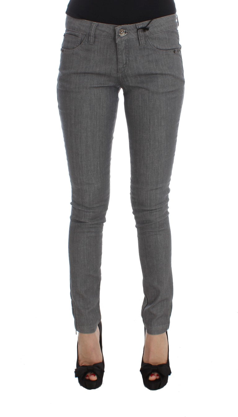 Chic Gray Slim-Fit Designer Jeans - SEHABRANDS