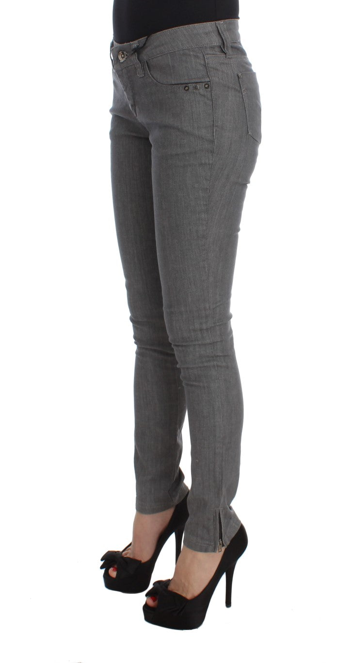 Chic Gray Slim-Fit Designer Jeans - SEHABRANDS