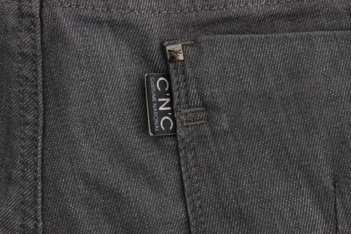 Chic Gray Slim-Fit Designer Jeans - SEHABRANDS