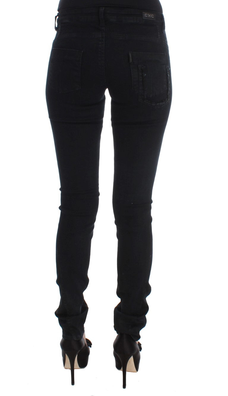 Sleek Slim Fit Designer Jeans in Classic Black - SEHABRANDS