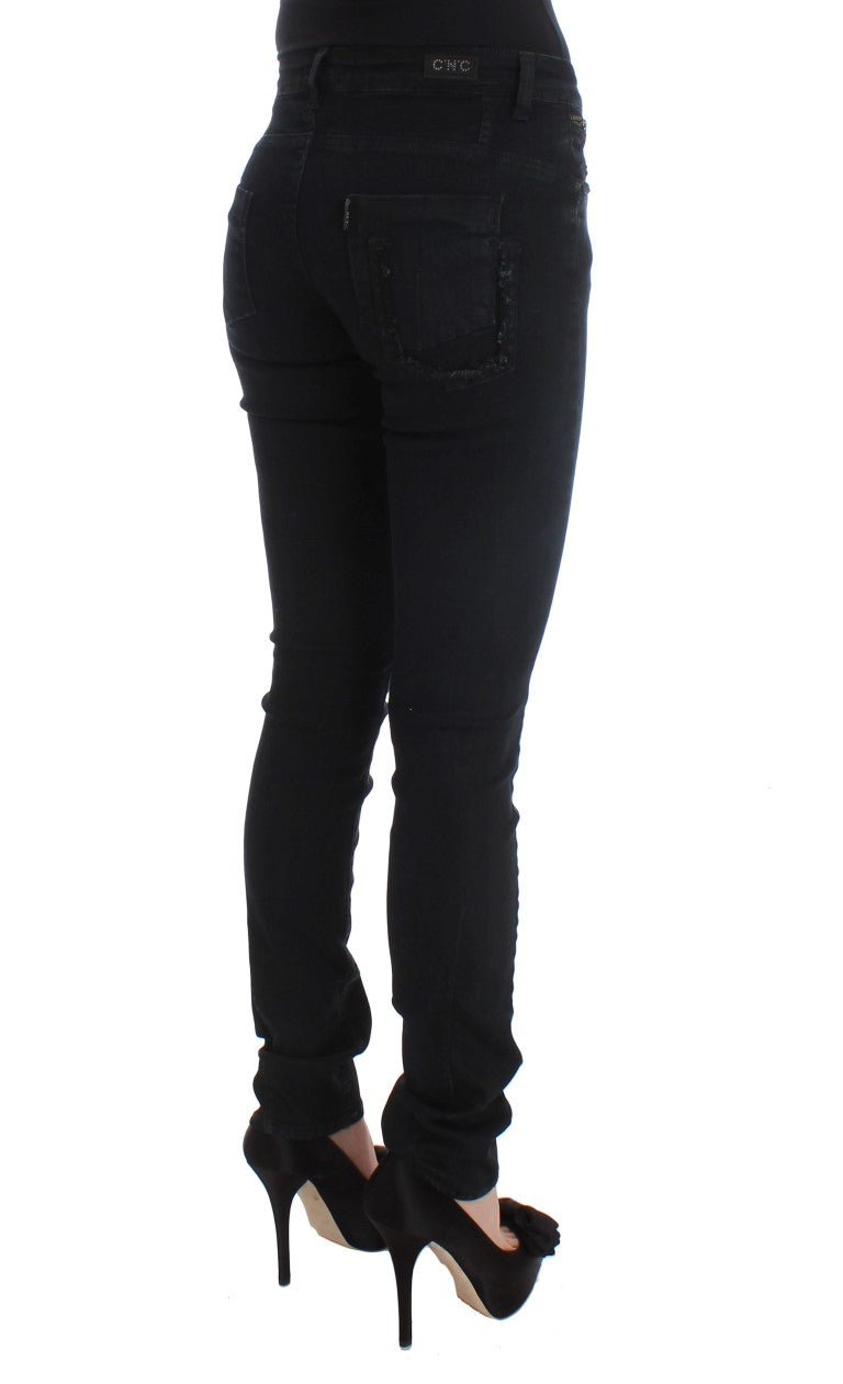 Sleek Slim Fit Designer Jeans in Classic Black - SEHABRANDS