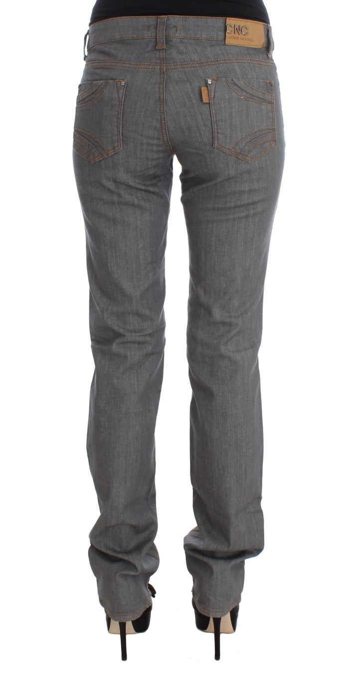 Elegant Gray Regular Fit Jeans - SEHABRANDS