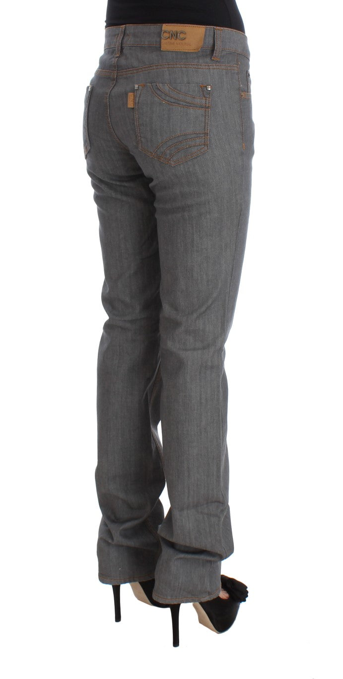 Elegant Gray Regular Fit Jeans - SEHABRANDS