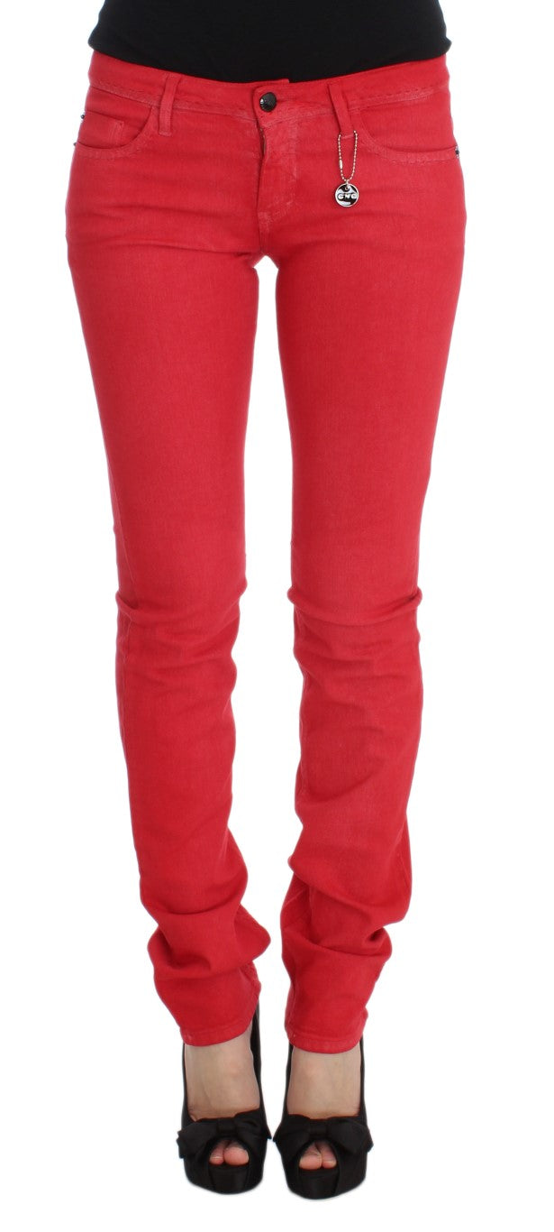 Chic Red Slim Fit Jeans - SEHABRANDS