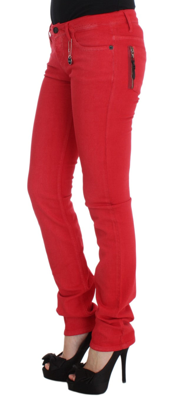 Chic Red Slim Fit Jeans - SEHABRANDS