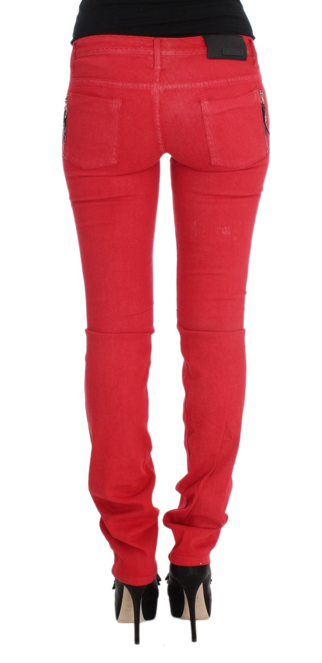 Chic Red Slim Fit Jeans - SEHABRANDS